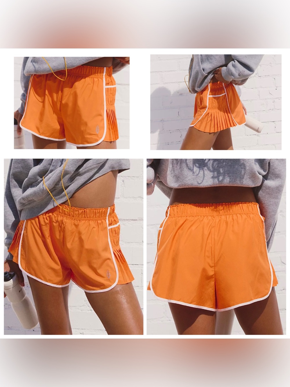 Free People Movement Easy Tiger Shorts Neon Orange & White Women’s Large NWOT